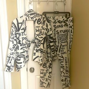Black and white graffiti pant suit